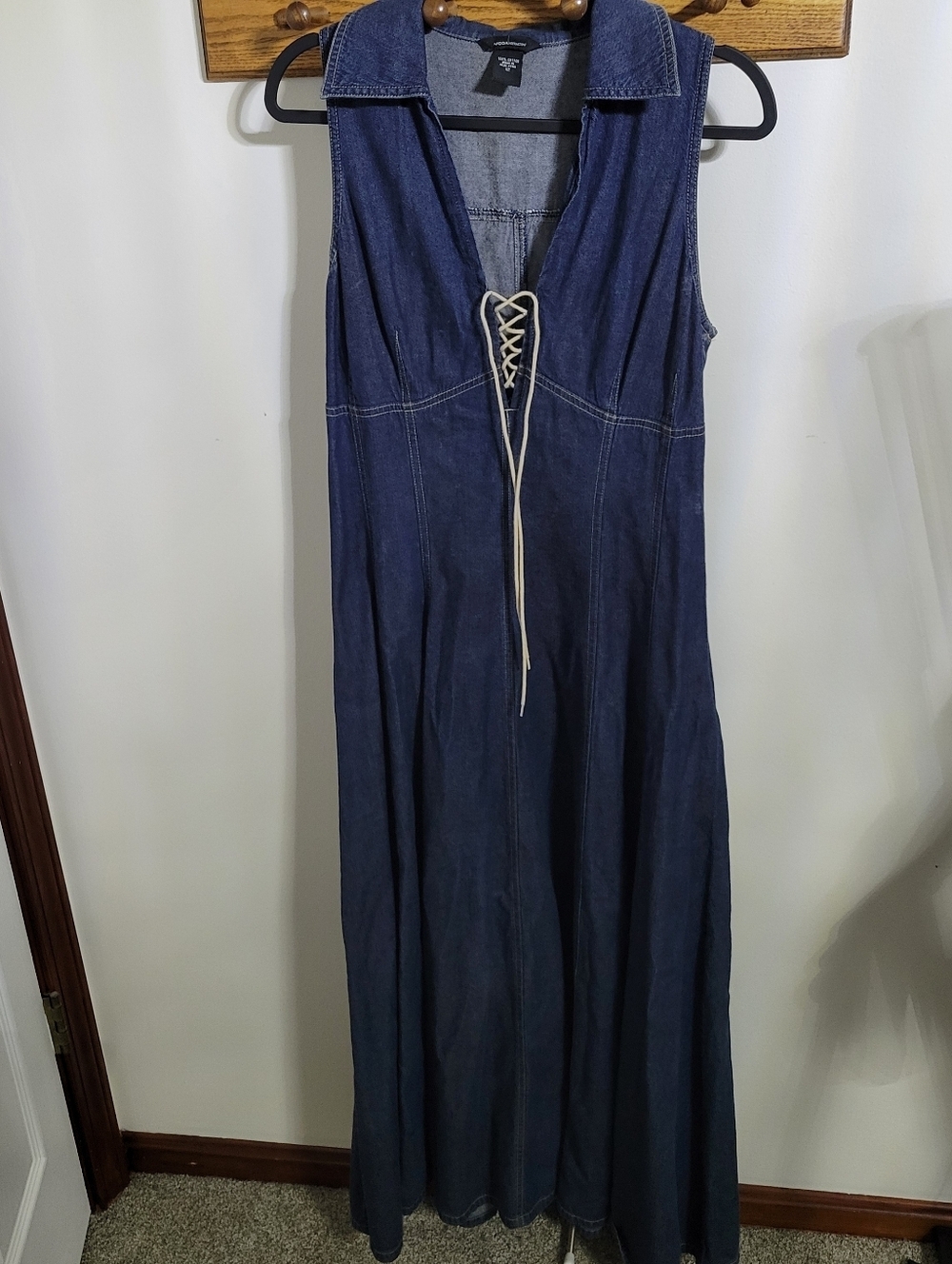 Vintage Moda International Vintage 90s Y2K Denim Tie Dress, Size 12